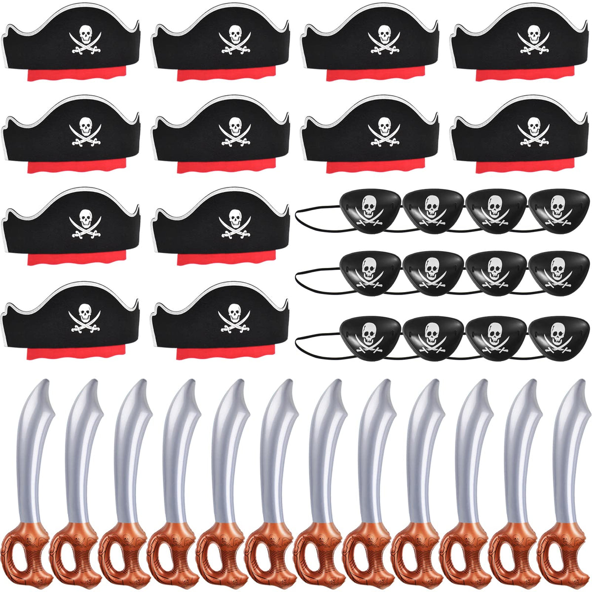 ZeeDix pirate hats 12pcs with adjustable bands for kids and adults