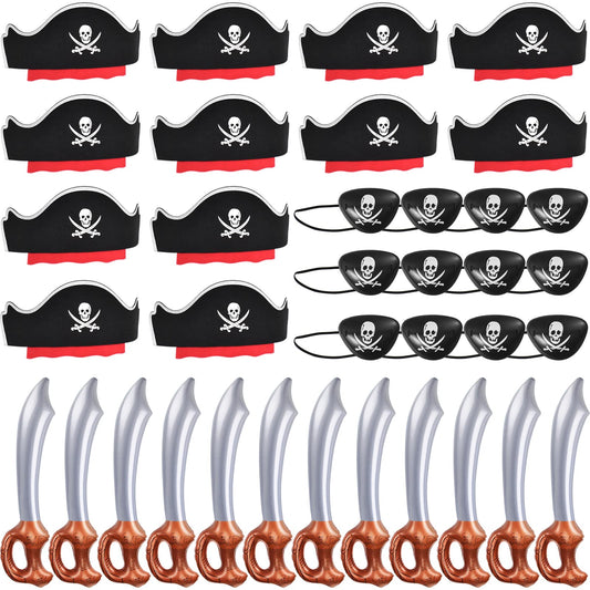 ZeeDix pirate hats 12pcs with adjustable bands for kids and adults