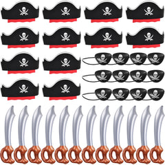 ZeeDix pirate hats 12pcs with adjustable bands for kids and adults
