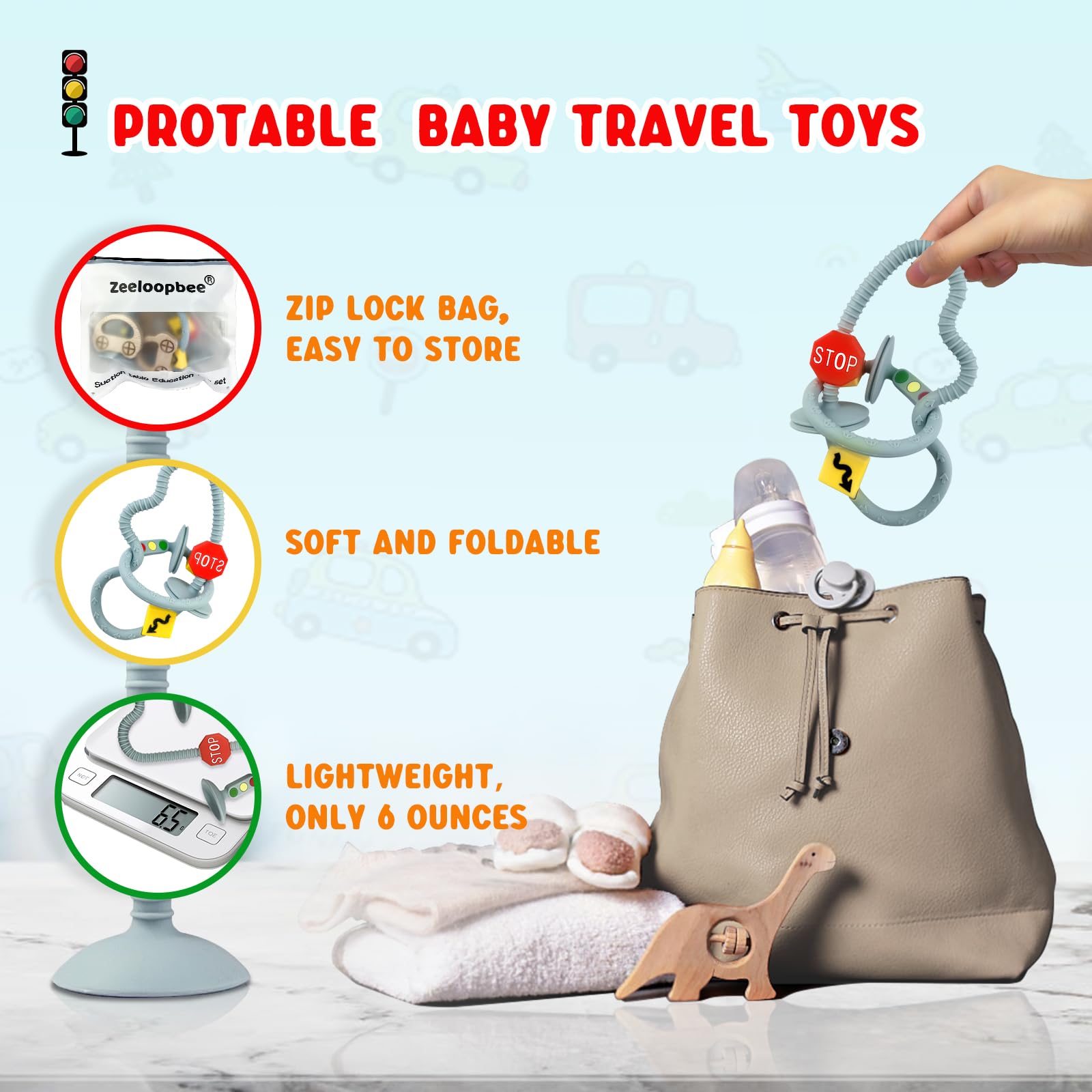 Zeeloopbee wooden rings paired with silicone offer easy cleaning and safe chewing.
