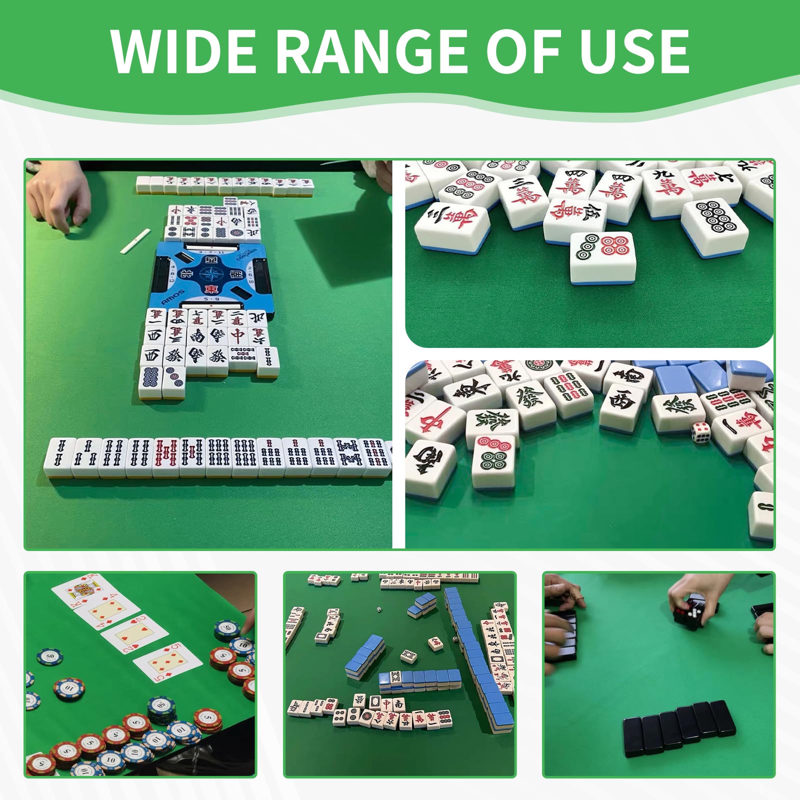 ZEELYER mahjong mat non-slip rubber back prevents sliding during play.