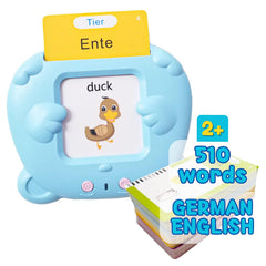 ZeenKind flashcards front pack promotes bilingual German English learning.