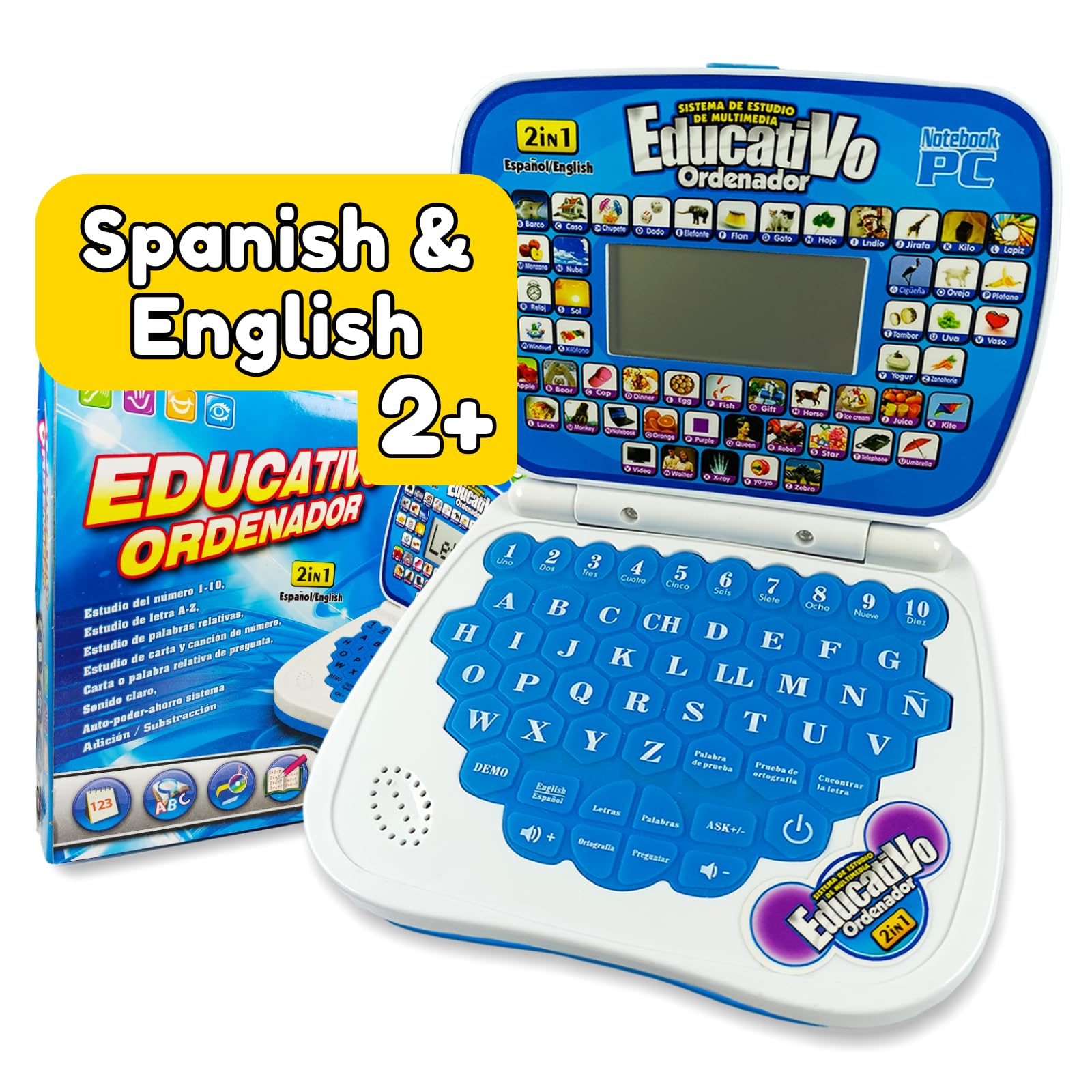ZeenKind bilingual talking laptop front view ideal for toddler language practice