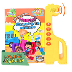 ZeenKind Spanish-English Sound Book cover shown for durable bilingual play.