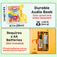 A child uses the ZeenKind book in a car for on-the-go learning.