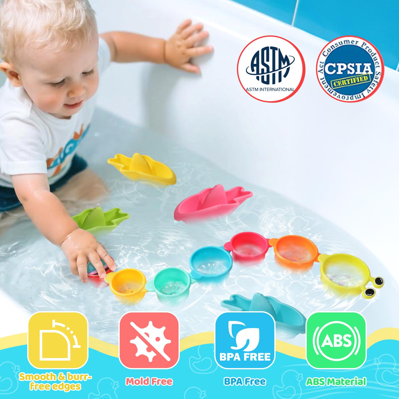 Zeewoo bath boats in a four-pack gently float for imaginative water play.