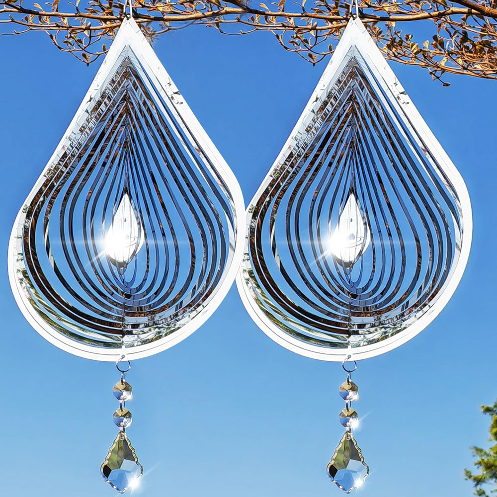 Zeewoo wind spinner 3D stainless steel for yard decor and bird deterrence.