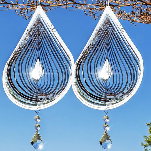 Zeewoo wind spinner 3D stainless steel for yard decor and bird deterrence.