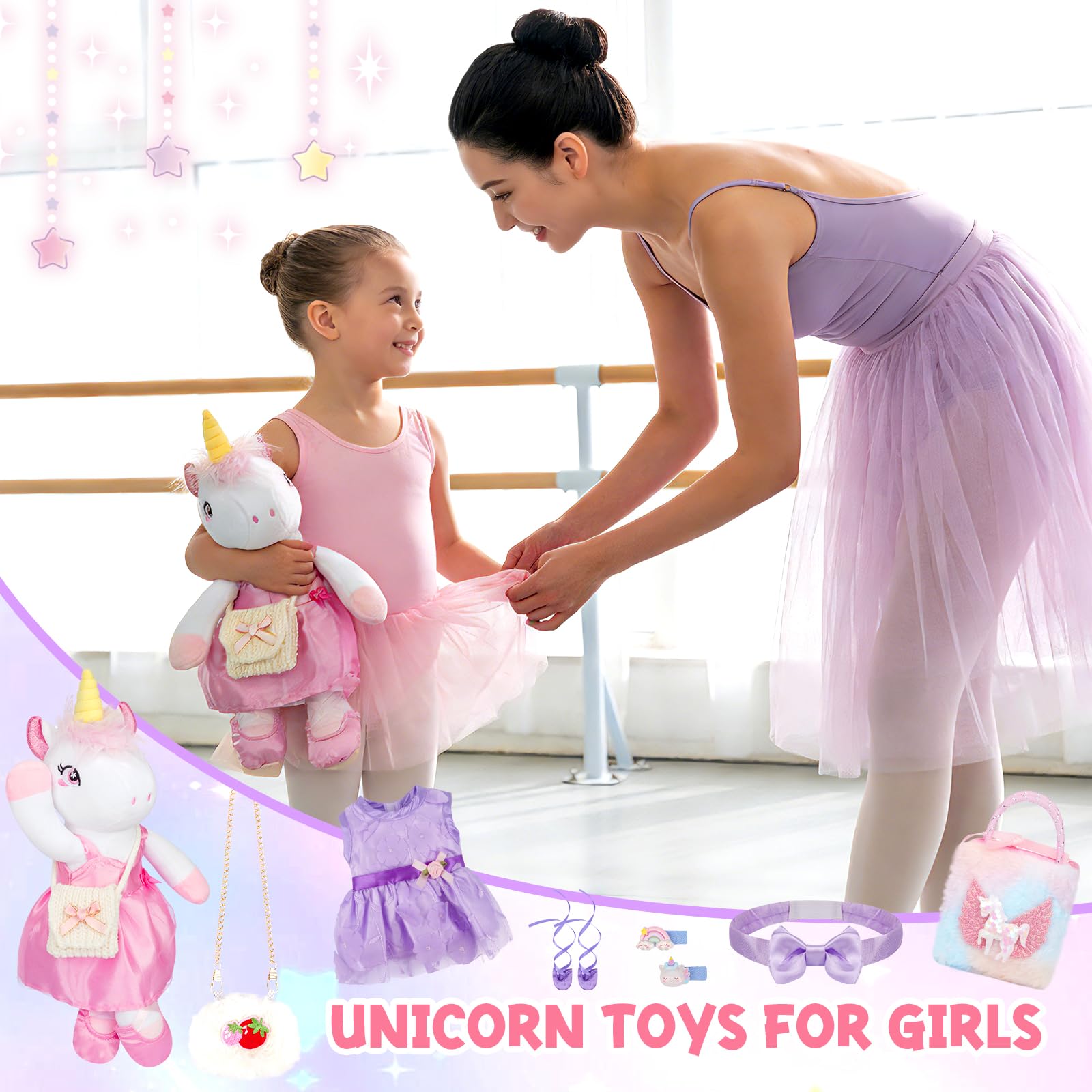ZeffuLyne unicorn doll bag for organized pretend play on the go