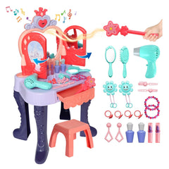 Zefinot toddler vanity table with mirror enhances imaginative dress-up play.