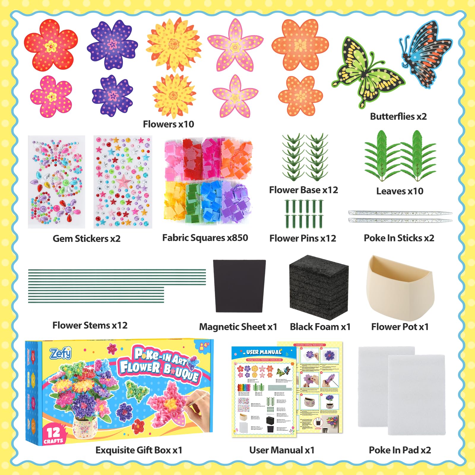 Zefy Poke Art foam flowers for easy shaping and vibrant bouquet designs.