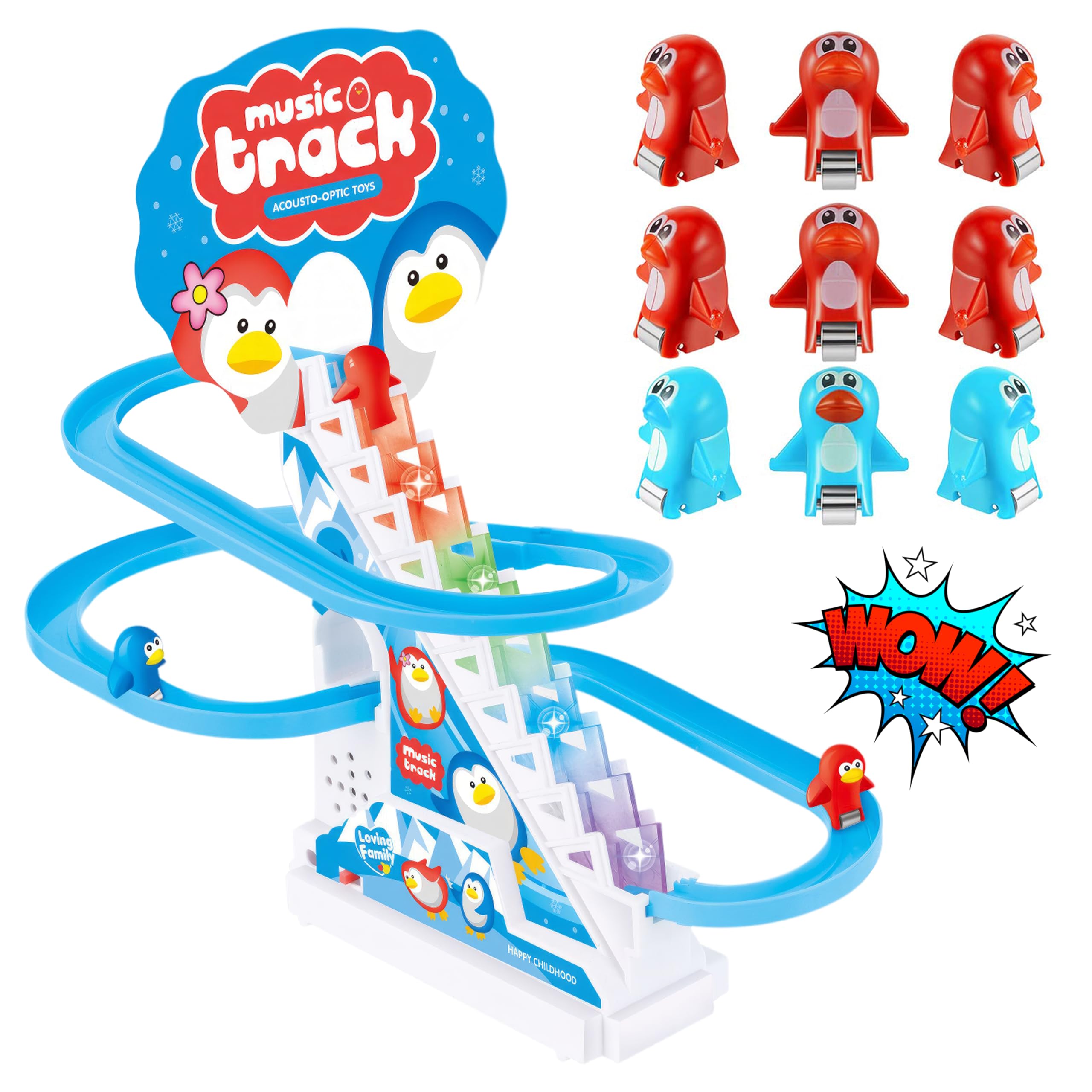 ZEICO Penguin Slide Toy Set with stairs and penguins in action