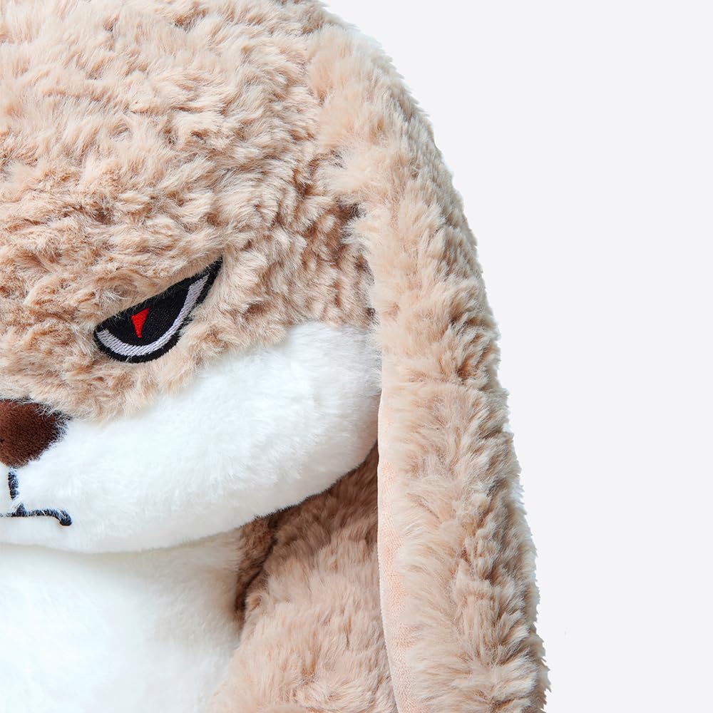 ZEIO Grumpy Bunny being held, ideal for bedtime stories and snuggles.