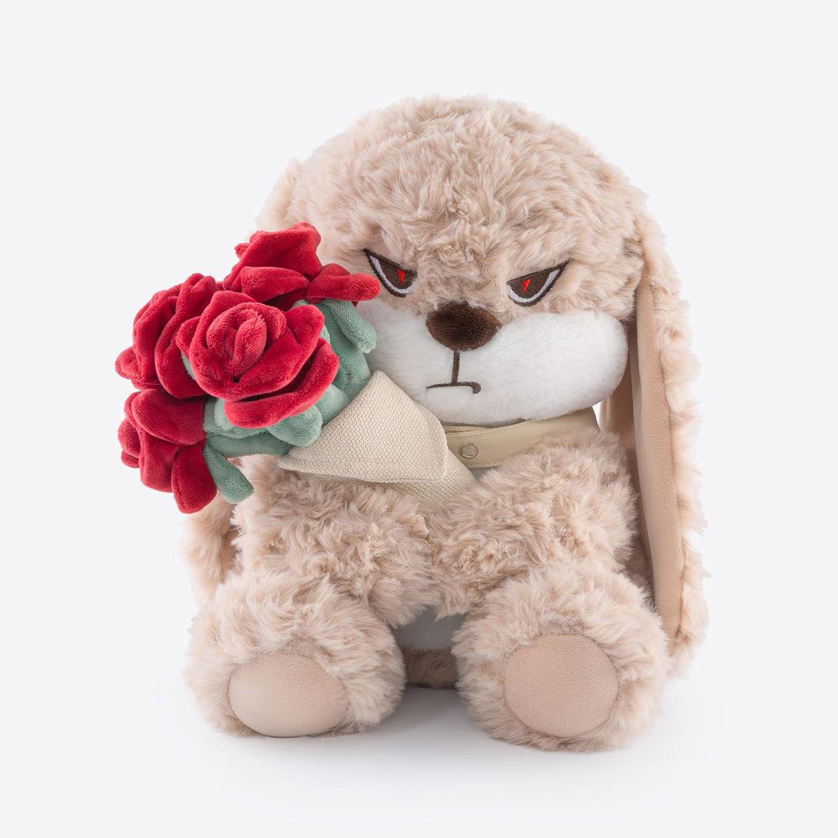Zeiove bunny plush with rose bouquet hug, a charming cuddle gift for kids and adults.