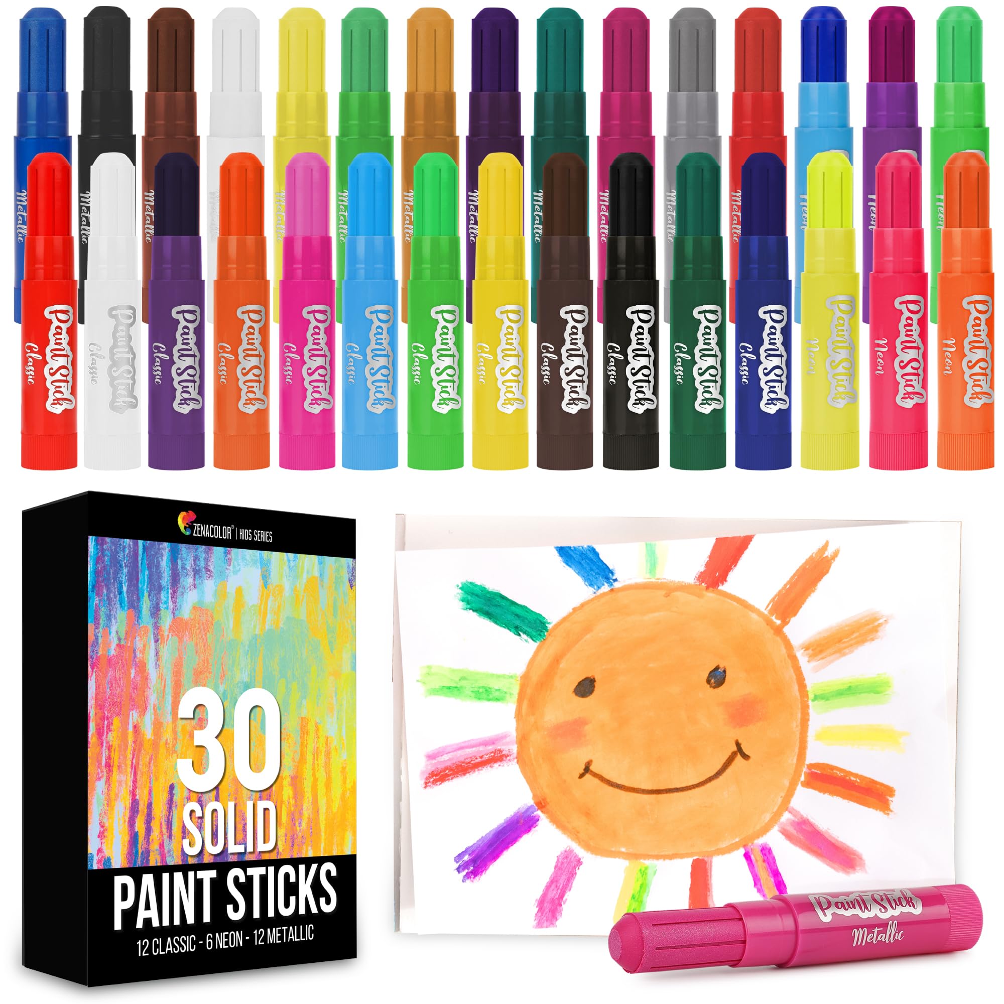 Zenacolor tempera paint sticks collection for kids' art projects
