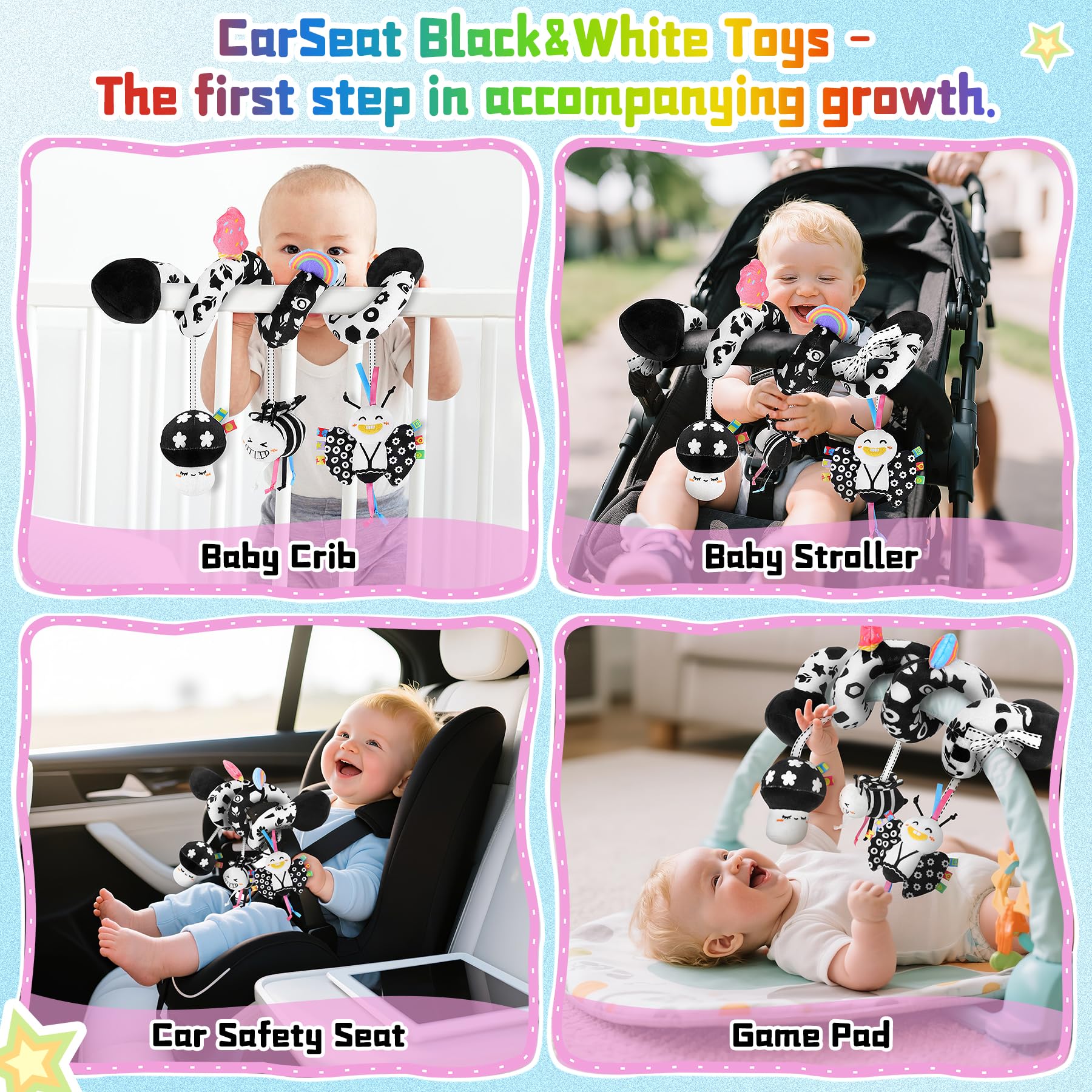 Zendstanding adjustable spiral cord keeps toys secure on travel gear