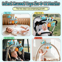 Zendstanding spiral clip attaches securely to most stroller or car seat bars.