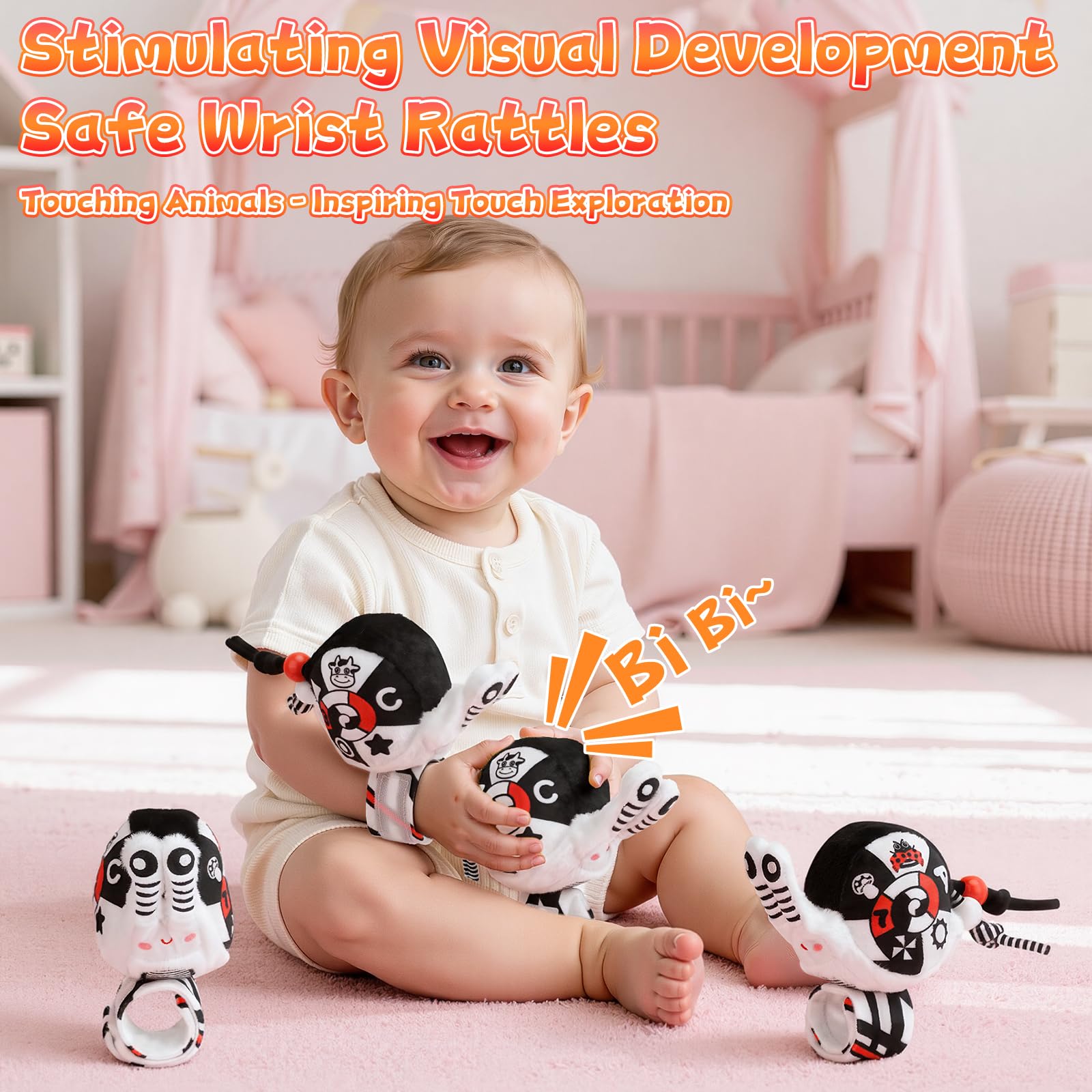 Zendstanding high-contrast spiral extension adapts to cribs and car seats