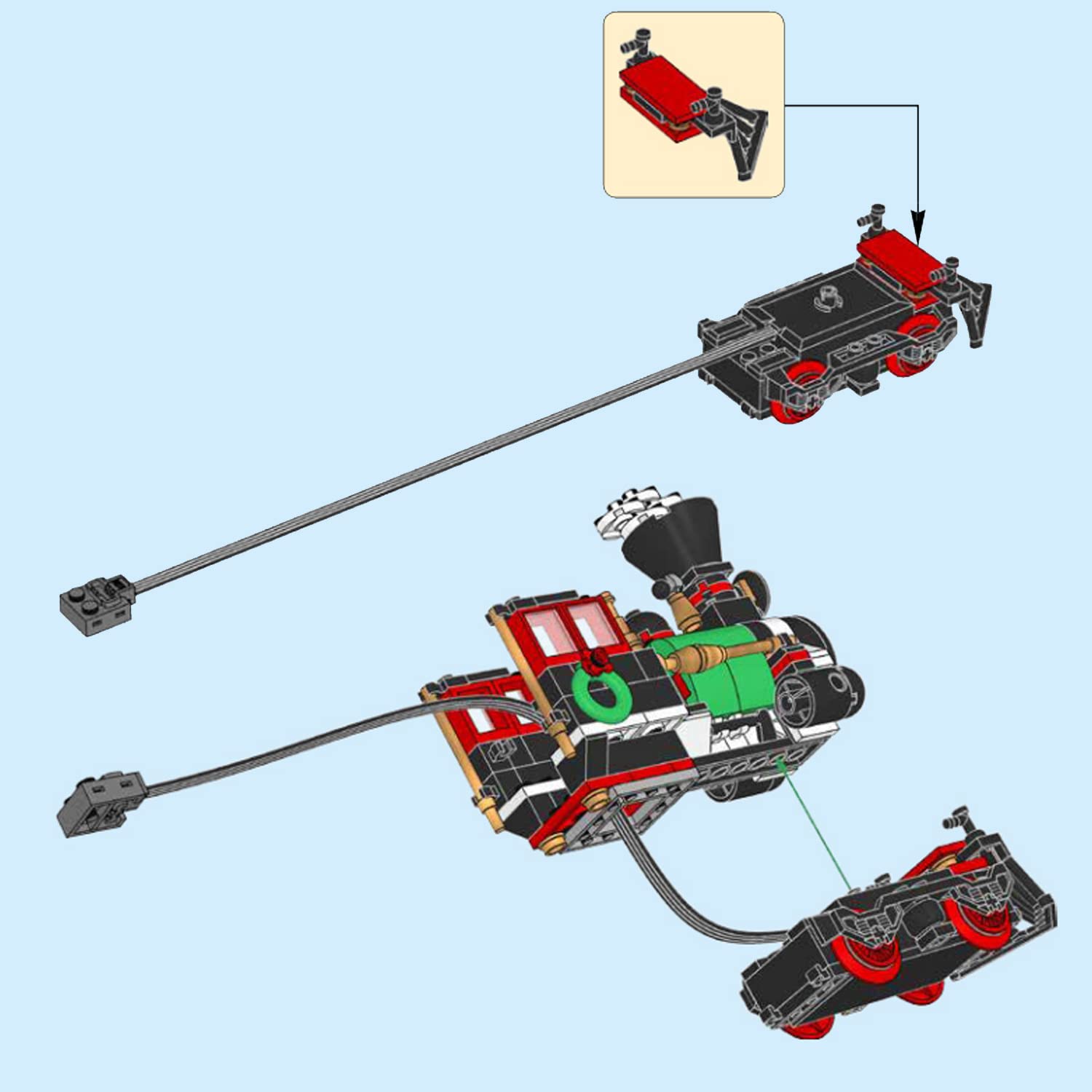 ZENEBricks battery box installation showing neat cable management on the train kit.