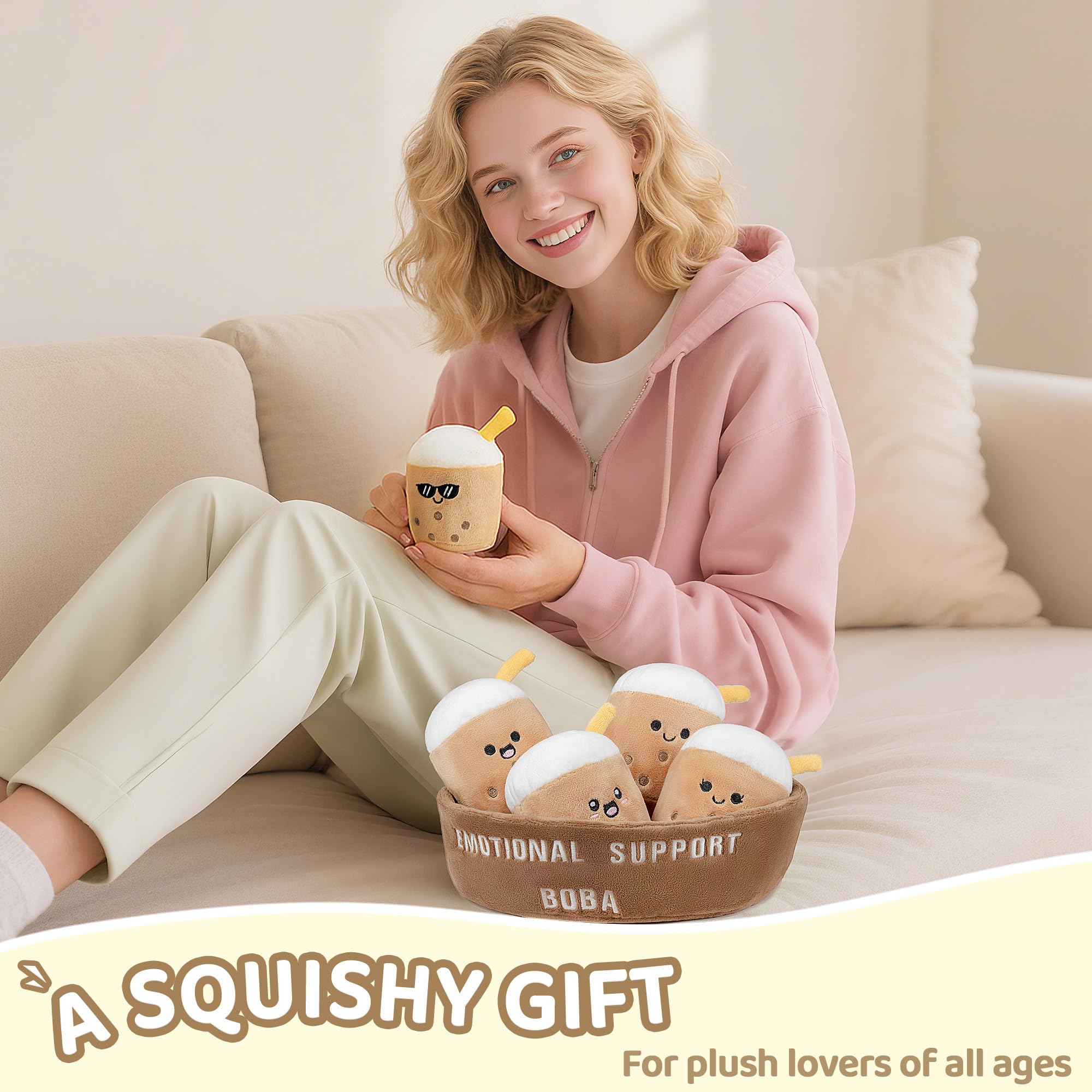 ZENLIV Soft-textured plush under warm light, a comforting desk side companion.