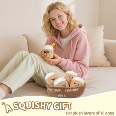 ZENLIV Soft-textured plush under warm light, a comforting desk side companion.