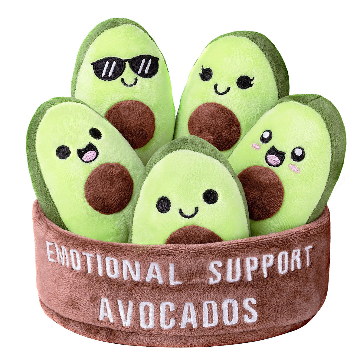 ZENLIV emotional support avocados set displayed together to evoke comfort and smiles.