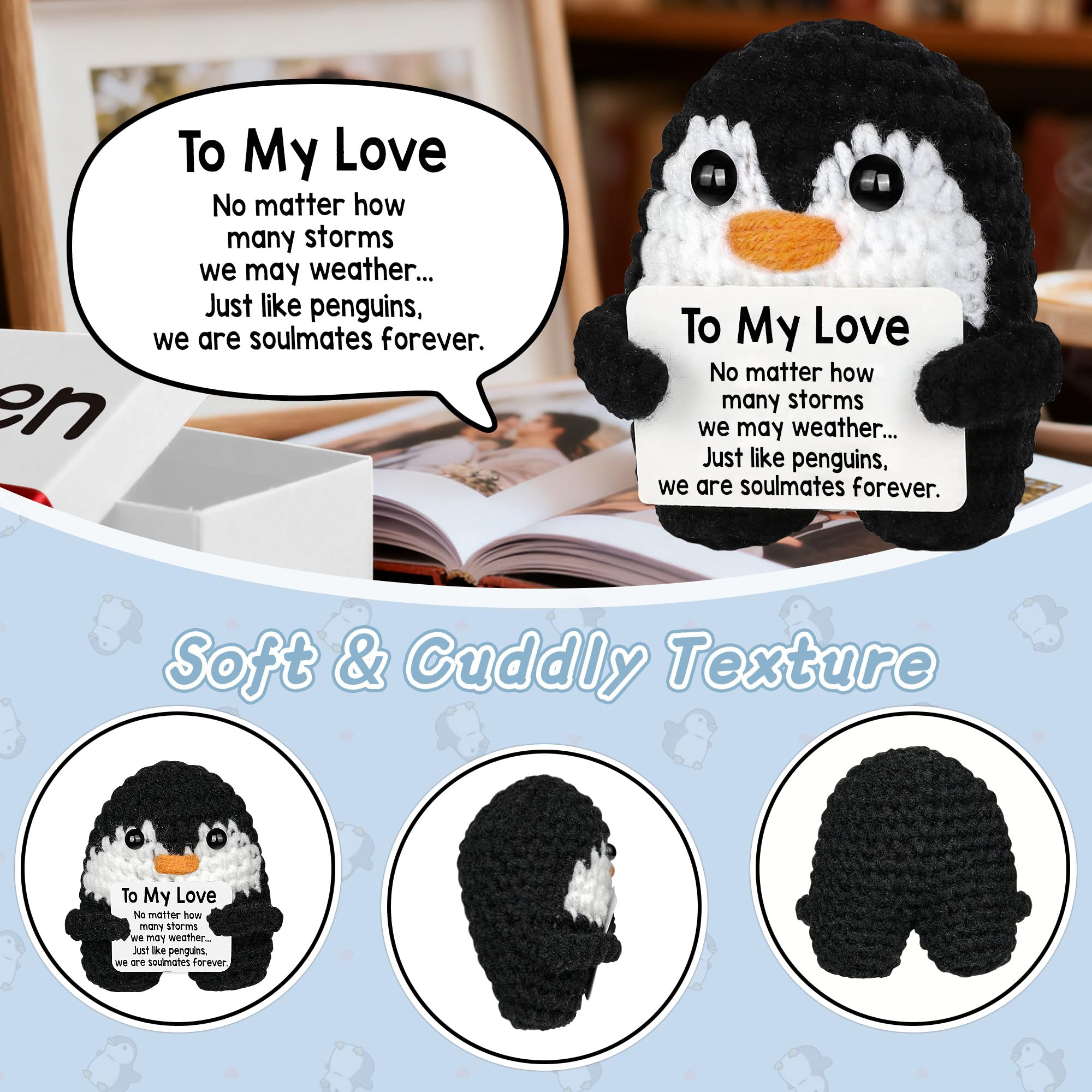 ZENLIV just like penguins card with penguin gift for anniversaries.
