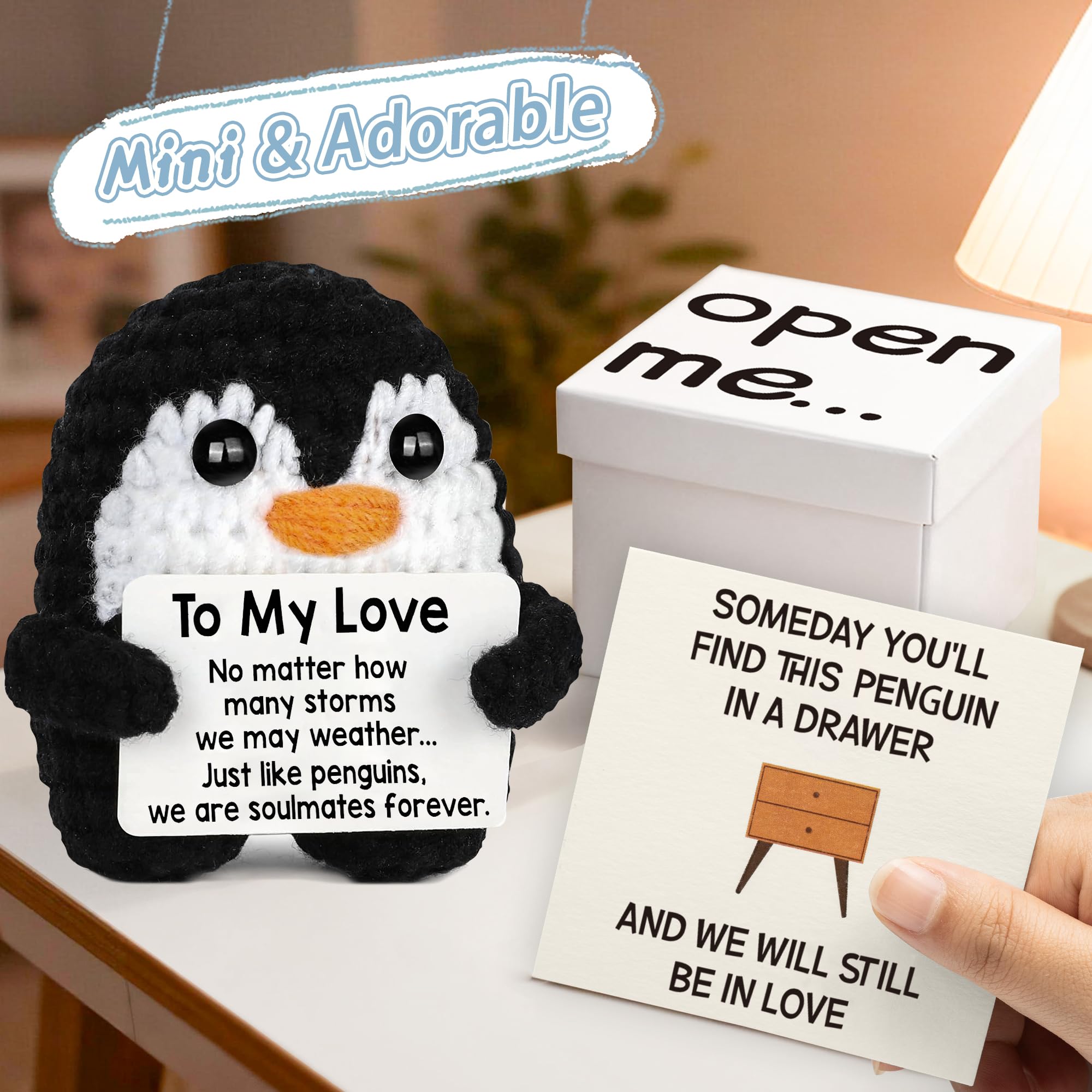 ZENLIV penguin with soulmate card emphasizes lasting relationship symbolism.