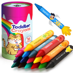 ZENO Jumbo Crayons 16 colors pack for toddlers with safe, non-toxic wax.