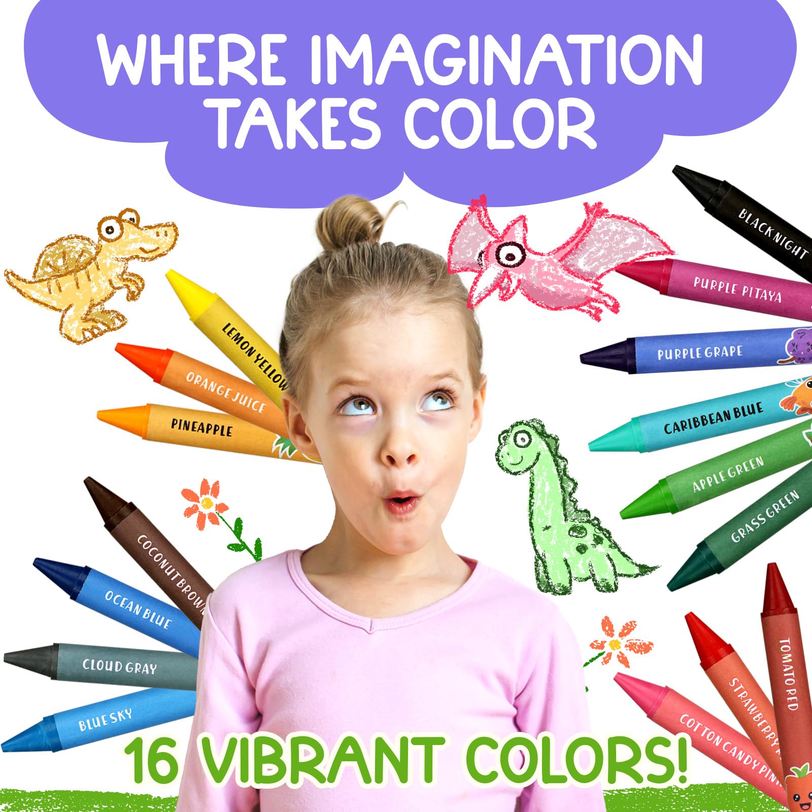 ZENO Jumbo Crayons vibrant labels teach new words while coloring.