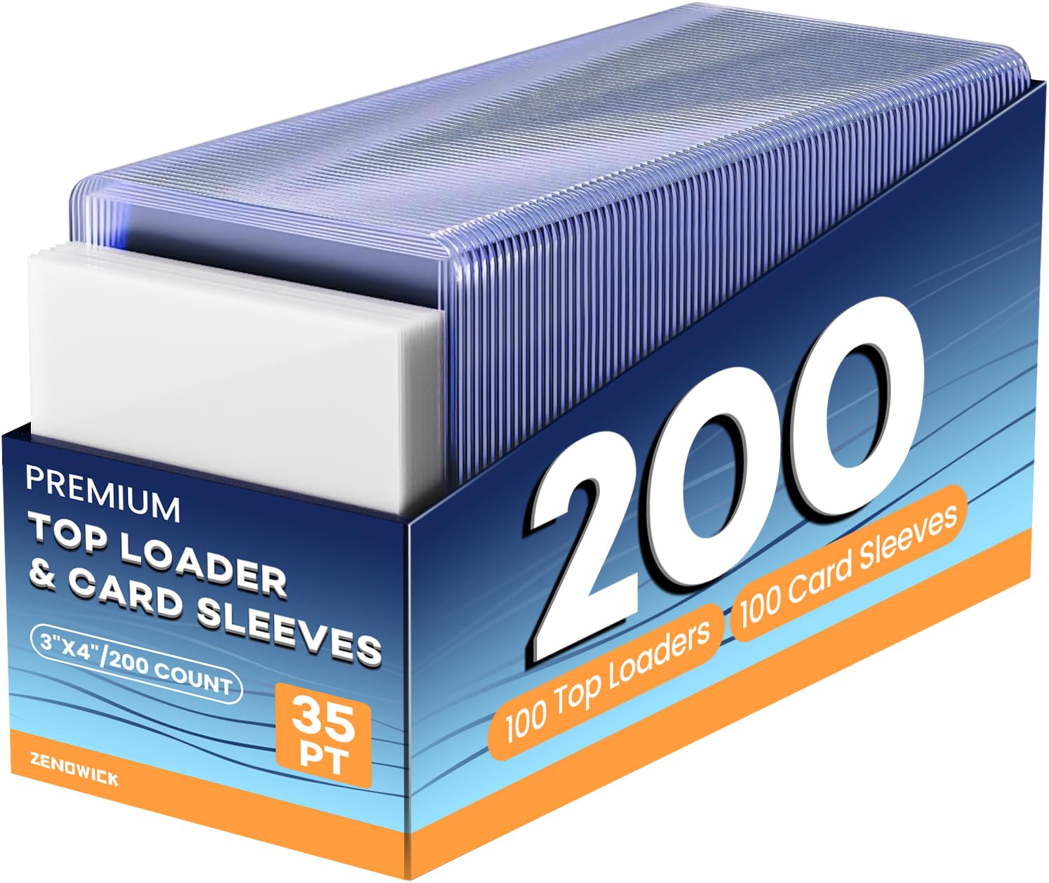 ZENOWICK 200-card sleeves and top-loaders set protects standard cards during storage and transit.