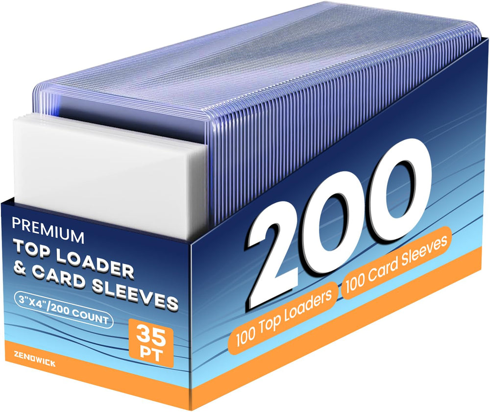 ZENOWICK 200-card sleeves and top-loaders set protects standard cards during storage and transit.