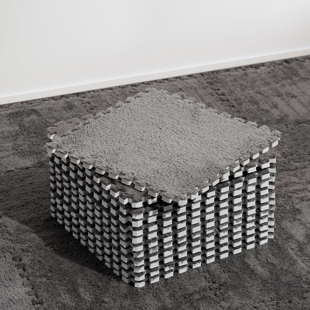 ZENOWICK plush interlocking carpet tiles in gray for a soft toddler play area