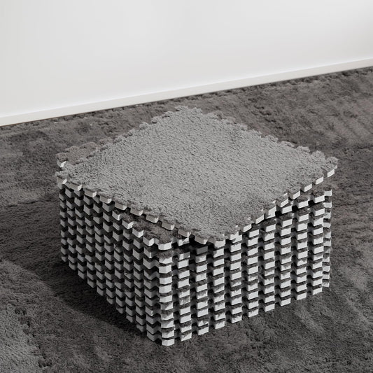 ZENOWICK plush interlocking carpet tiles in gray for a soft toddler play area