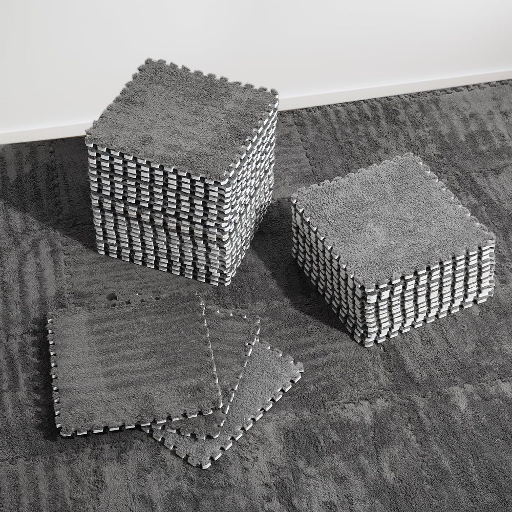 ZENOWICK plush interlocking tiles with easy assembly for a soft child play area.