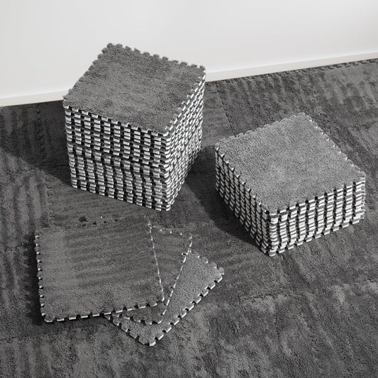 ZENOWICK plush interlocking tiles with easy assembly for a soft child play area.