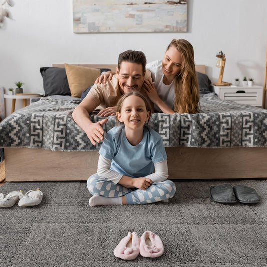 ZENOWICK plush interlocking tile showing soft velvet texture for a cozy nursery feel.