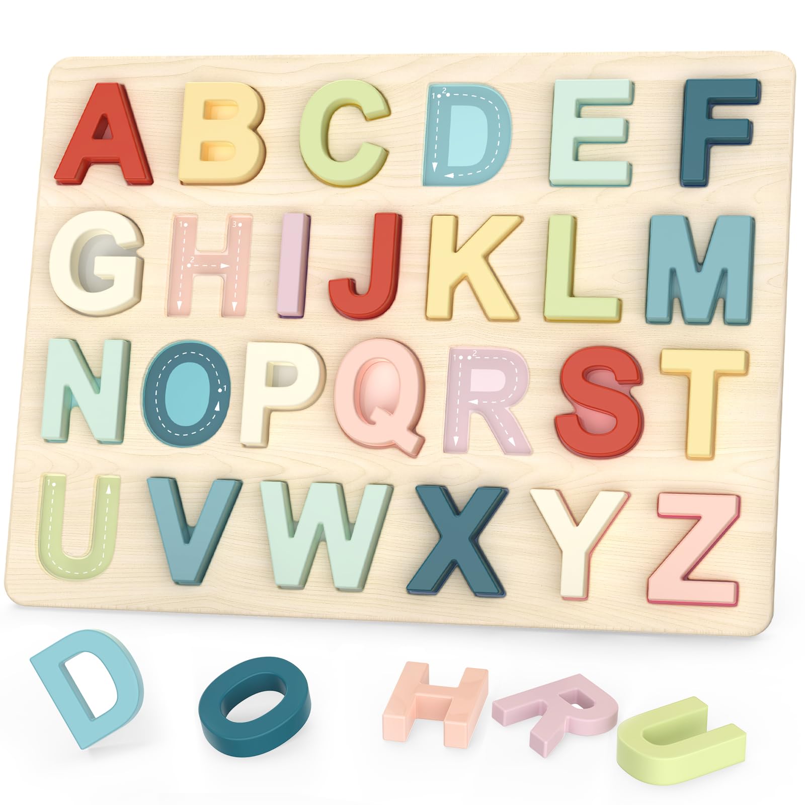 Zeoddler alphabet puzzles with 26 colorful letters for hands-on recognition and motor practice