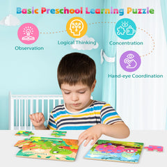 Zeoddler dinosaur puzzle set with patterns for cognitive exploration.