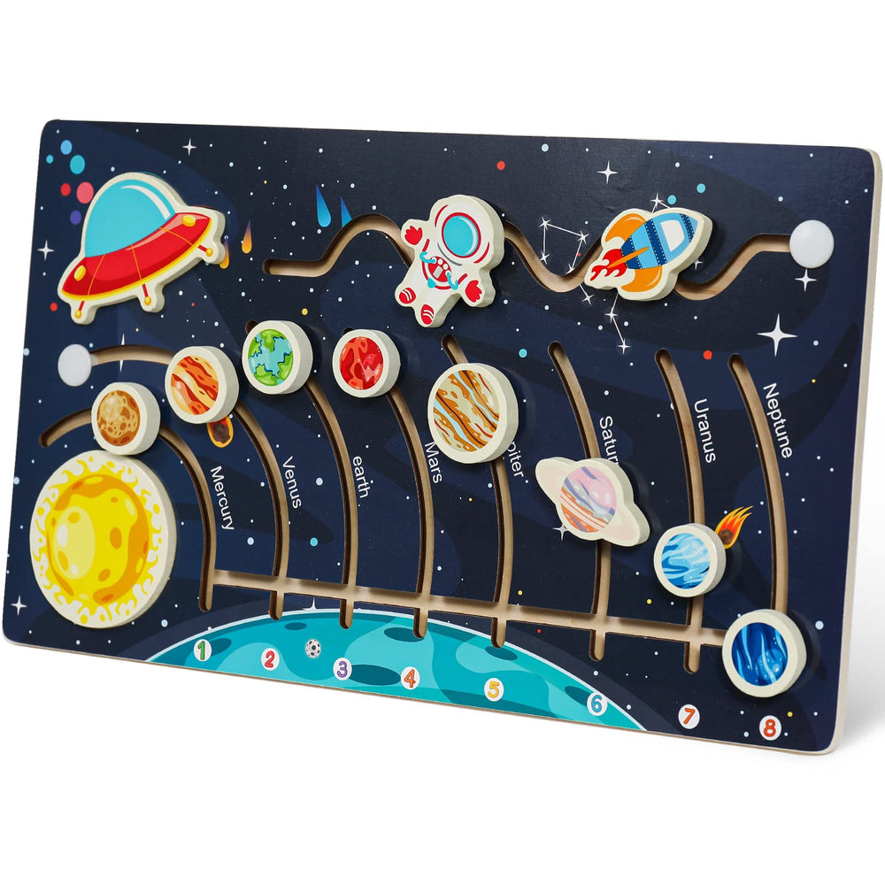 Zeoddler movable solar system puzzle with colorful wooden planets for curious minds