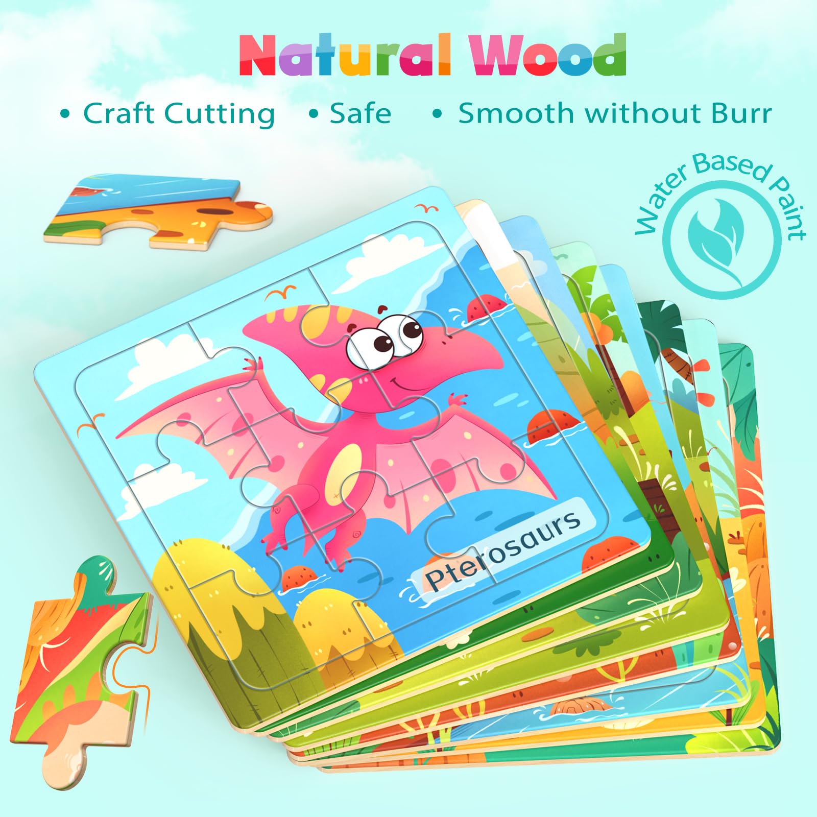 Zeoddler preschool wooden puzzles support fine motor skills.