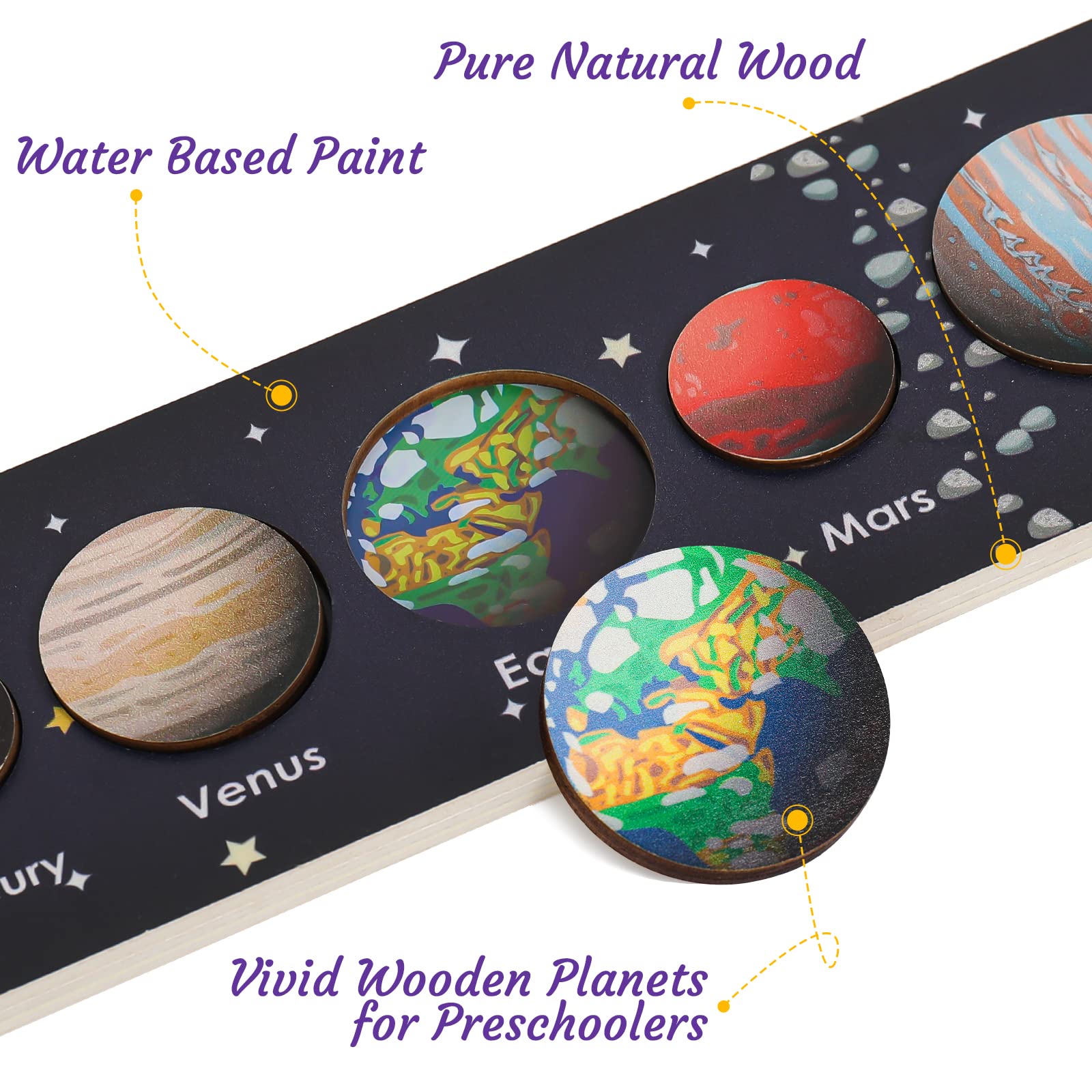 Zeoddler Solar System Puzzle Venus: bright piece aids color recognition through exploration
