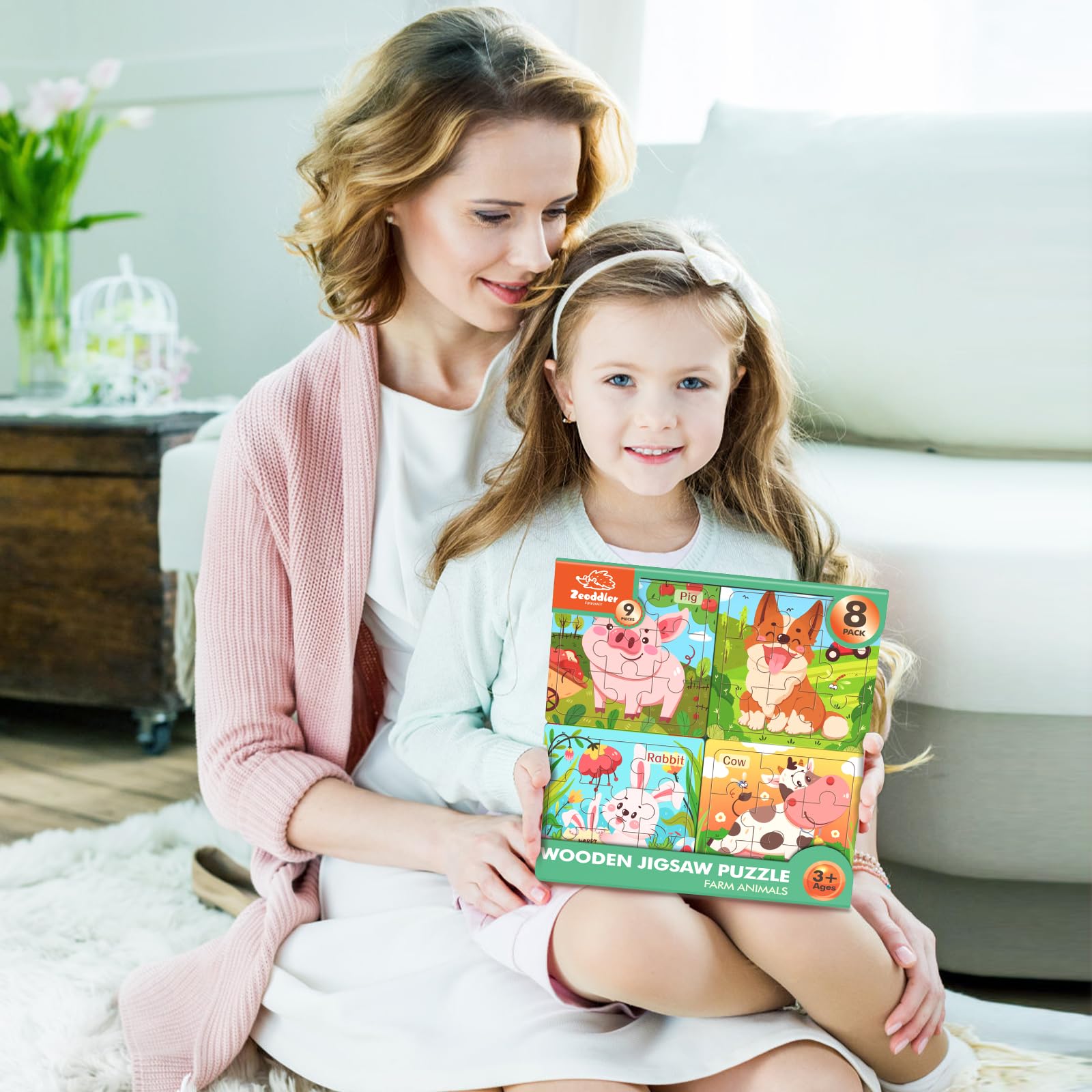 Zeoddler wooden puzzle base offers a sturdy learning surface.