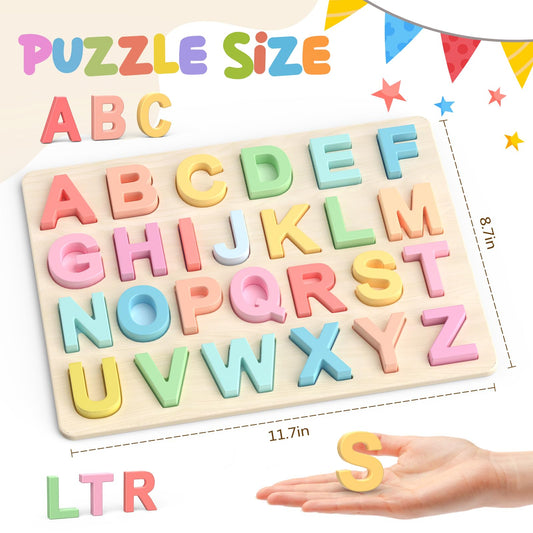 Wooden puzzle pieces with smooth edges by Zeoddler support safe play for toddlers.