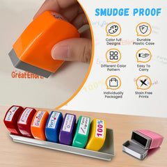 Zeokiar self-inking stamp set delivers clean, no-mess marks on assignments.