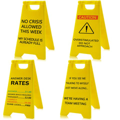 Zeptrix overstimulated desk sign for a playful cubicle mood booster.