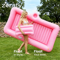 Zeraty cup holder keeps drinks within reach during poolside lounging.