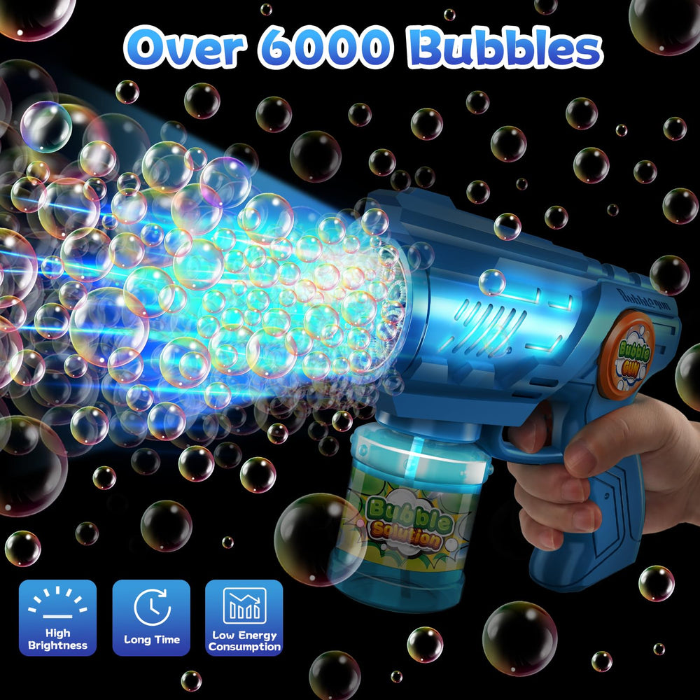 Zerhunt bubble gun with LED lights at dusk enhances bubble visuals