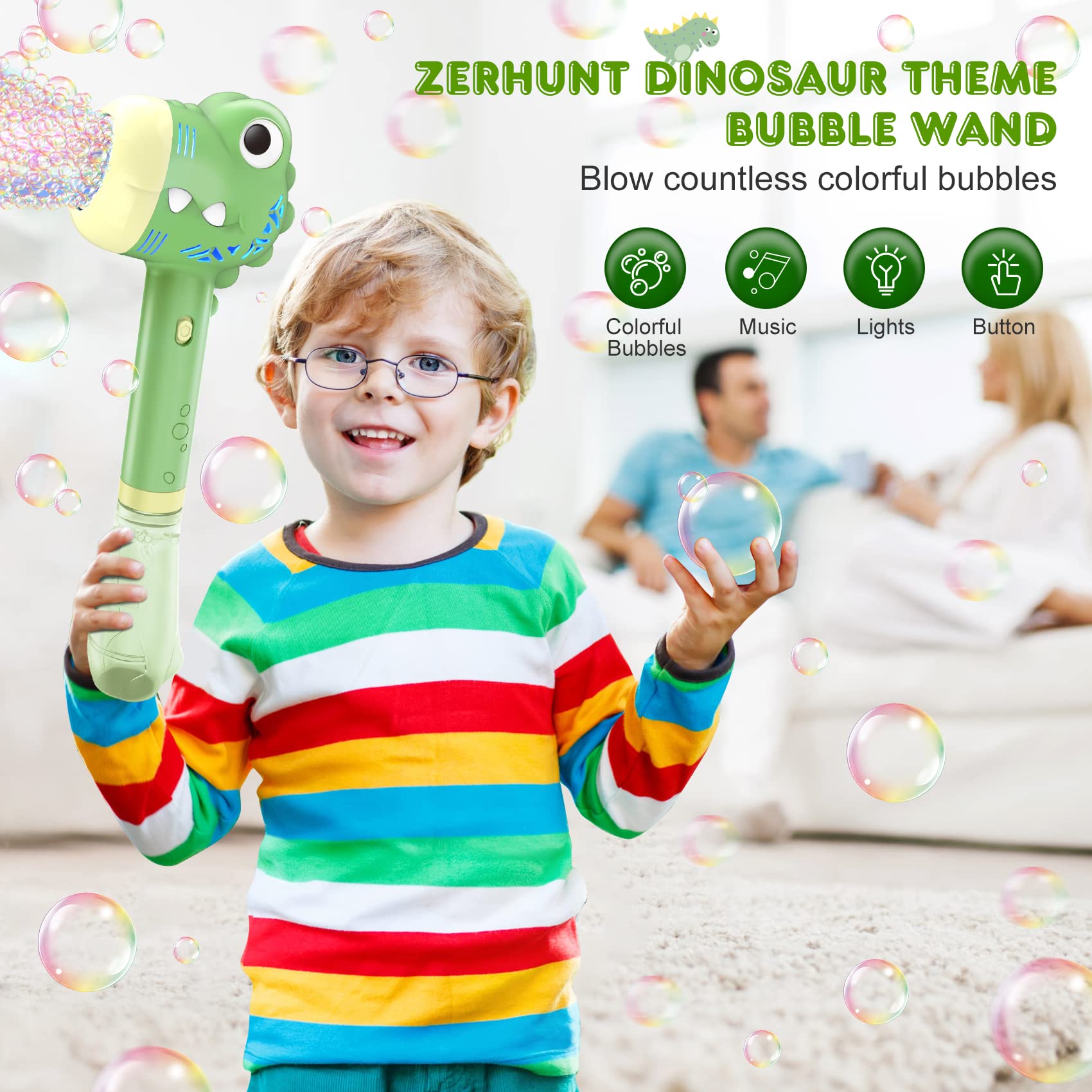 Zerhunt bubble machine with eight wands for rapid bubble bursts