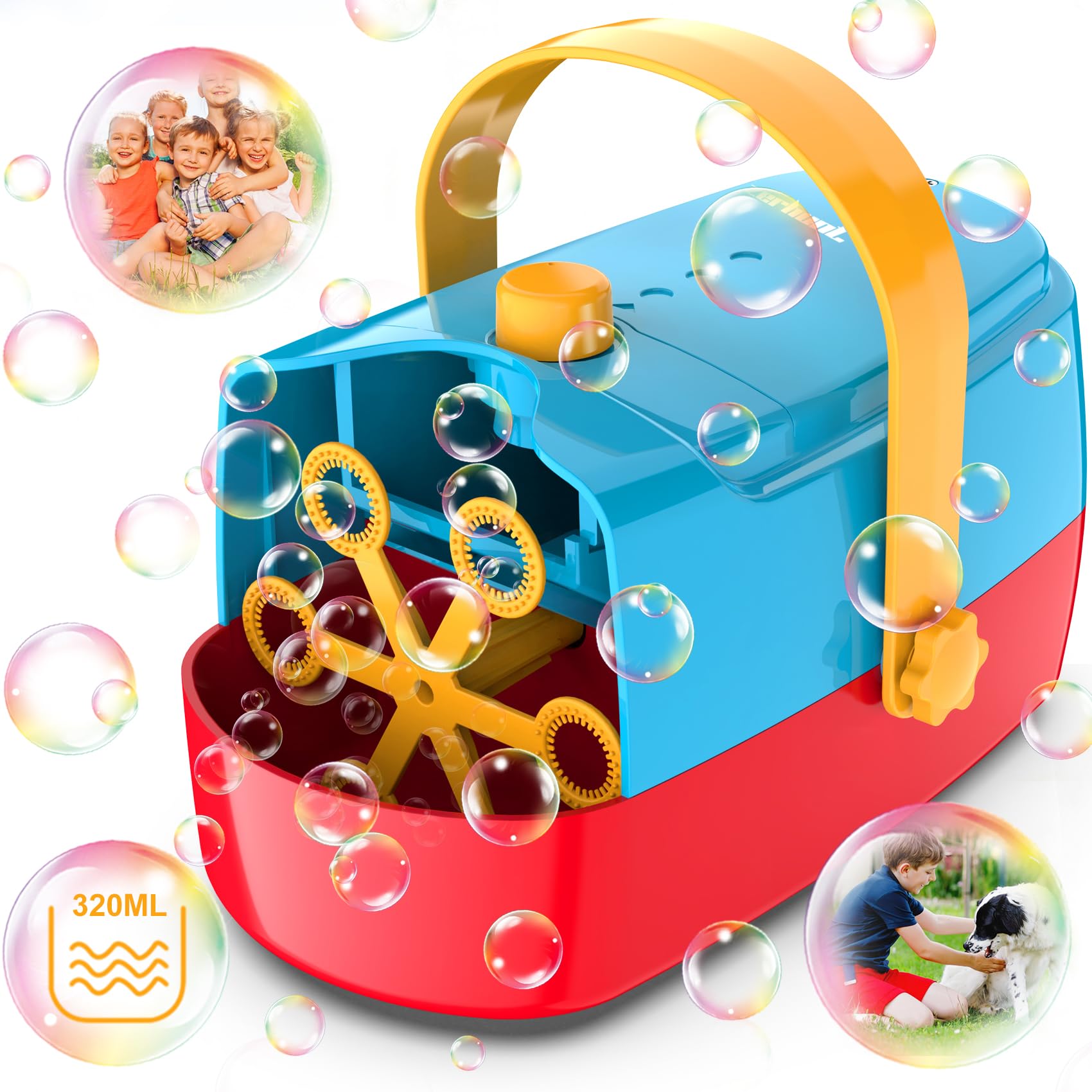 Zerhunt Bubble Machine front view, compact design for easy setup